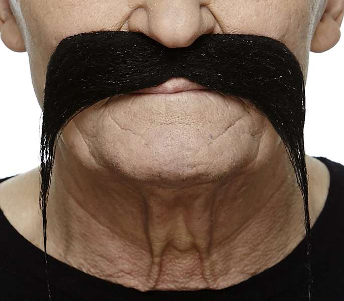My Other Me Bigote noir - Moustache postiche adulte multilingue (français, espagnol, anglais...) - Taille unique - Multicolore
