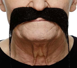 My Other Me Bigote noir - Moustache postiche adulte multilingue (français, espagnol, anglais...) - Taille unique - Multicolore