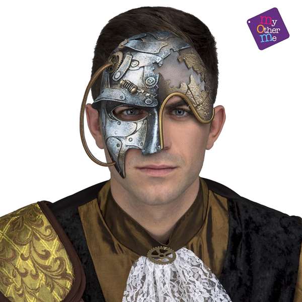 My Other Me - Masque Steampunk Adulte Taille Unique Multicolore avec Support Multilingue (Français, Anglais, Espagnol, Italien, Portugais, Allemand)