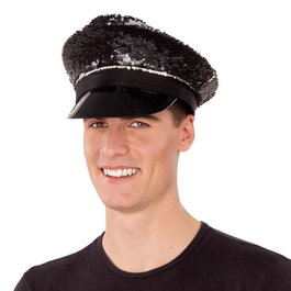 My Other Me Gorra Policia T/58 - Casquette de Police à Paillettes pour Adulte - Taille Unique - 100% Polyester