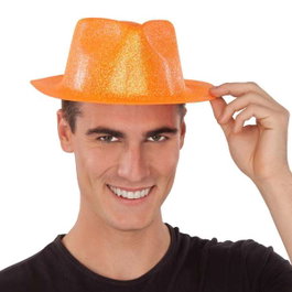 My Other Me Chapeau en Plastique Glitter Orange