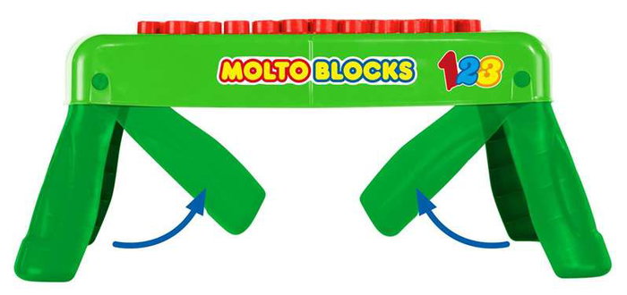 Molto - Table de construction pliable avec 20 blocs - Jeu de construction - Plastique - À partir de 1 an - Version espagnol et anglais