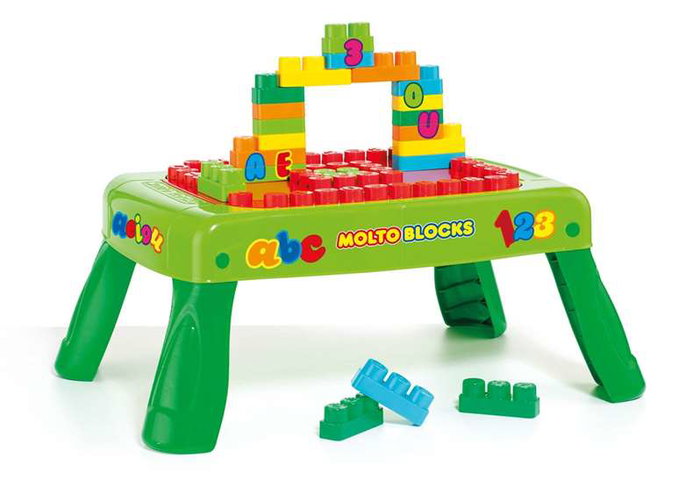 Molto - Table de construction pliable avec 20 blocs - Jeu de construction - Plastique - À partir de 1 an - Version espagnol et anglais