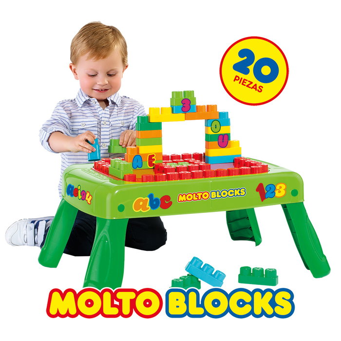 Molto Table de construction pliable avec 20 blocs