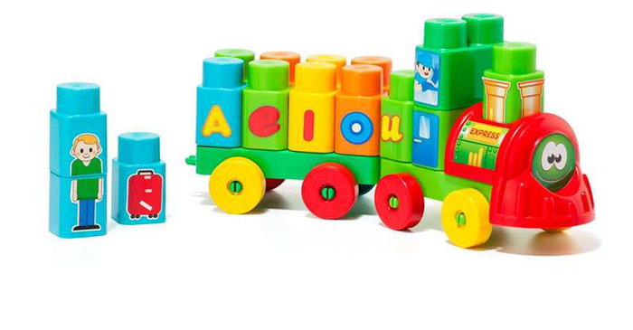 Molto - Train de construction avec blocs à assembler - 28 pièces - Jeu de construction en plastique - À partir de 1 an