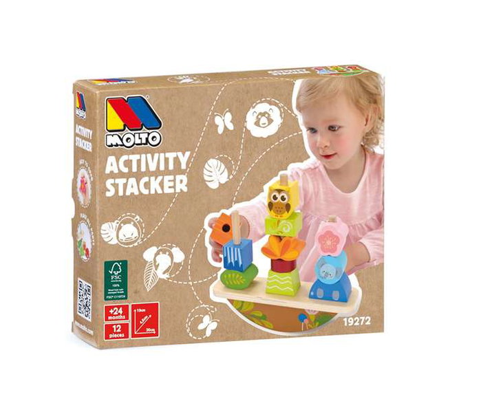 Molto Balancín Apilable de Madera Jouet en Bois Empilable 12 Pièces 20x11x5 cm pour Enfants dès 12 Mois Molto Balancín Apilable de Madera Jouet en Bois Empilable 12 Pièces 20x11x5 cm pour Enfants dès 12 Mois
