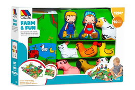 Molto - Manta activités Farm and Fun - Couverture de jeu ferme avec 7 figurines en tissu souple - Pour enfants de 1 an et plus