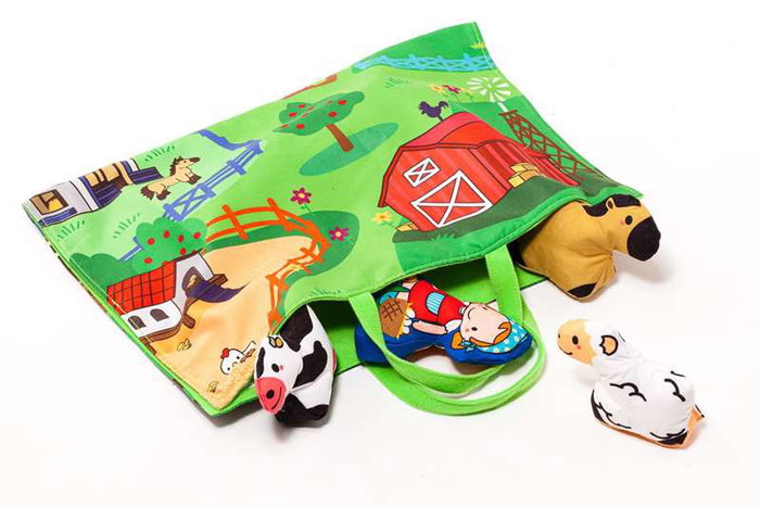 Molto - Manta activités Farm and Fun - Couverture de jeu ferme avec 7 figurines en tissu souple - Pour enfants de 1 an et plus