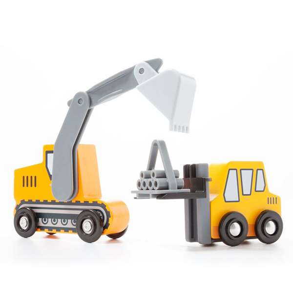 Molto - Set de 7 camions de construction en bois dans une boîte - Jouet Molto - Set de 7 camions de construction en bois dans une boîte - Jouet