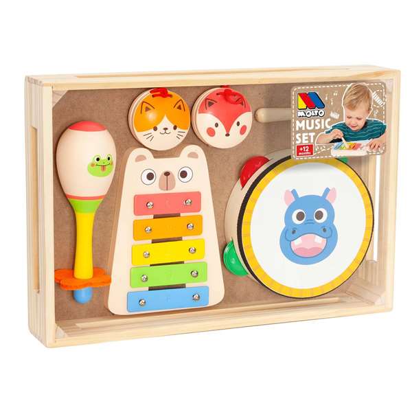 Molto Set Musical d'Apprentissage pour Enfant - Tambourin, Xylophone, Castagnettes et Maracas en Bois - Jeu Éducatif Musical Molto Set Musical d'Apprentissage pour Enfant - Tambourin, Xylophone, Castagnettes et Maracas en Bois - Jeu Éducatif Musical