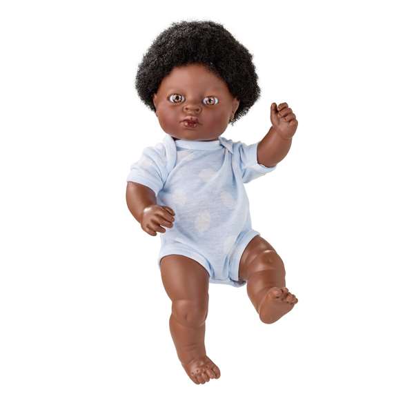 Berjuan 17058-18 38 - Poupée nouveau-né garçon africain de 38 cm avec vêtements - À partir de 3 ans