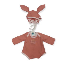 Berjuan 5018-22 Body pyjama pour bébé avec bonnet à oreilles, motif corail, à partir de 3 ans