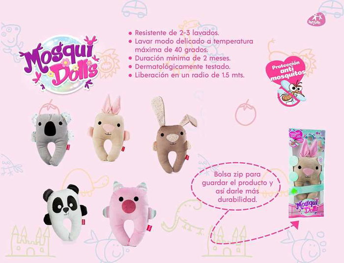 Berjuan Mosquidolls Peluche Interactive Ours Panda Anti-Moustiques pour Enfants à Partir de 3 Ans
