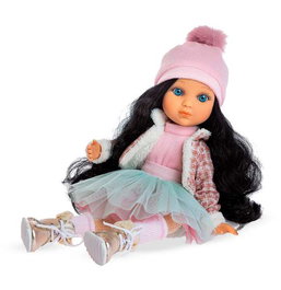 Berjuan 5822-22 - Poupée articulée Eva, brune avec tutu et bottes violettes, âge recommandé 3 ans et plus