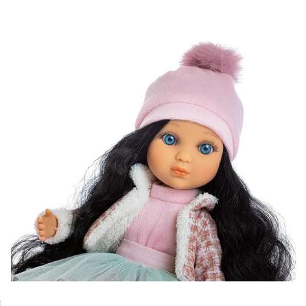 Berjuan 5822-22 - Poupée articulée Eva, brune avec tutu et bottes violettes, âge recommandé 3 ans et plus