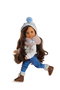 Berjuan 5823-22 - Poupée Eva articulée avec cheveux châtains, pantalon jean et pull en laine blanche, pour enfants dès 3 ans
