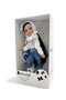 Berjuan 5823-22 - Poupée Eva articulée avec cheveux châtains, pantalon jean et pull en laine blanche, pour enfants dès 3 ans