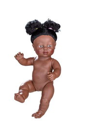 Berjuan 7059-17 - Poupée nouveau-né africaine fille 38 cm, pour enfants à partir de 3 ans