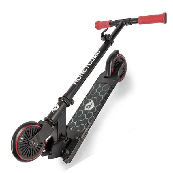 Ociotrends Patinette 2 roues Honeycomb pour enfant de 5 ans et plus, avec LED sur la plateforme et les roues - Rouge