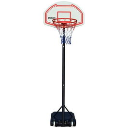 Ociotrends Canasta - Panier de Basketball Ajustable en Hauteur de 1.65m à 2.10m avec Support, Noir/Blanc/Rouge