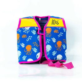 Ociotrends Chaleco de natación infantil con estampado de pulpos rosa - Neopreno/Lycra - Talla 4-5 años (2 ans et plus)