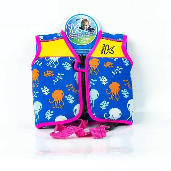 Ociotrends Chaleco de natación infantil con estampado de pulpos rosa - Neopreno/Lycra - Talla 4-5 años (2 ans et plus)