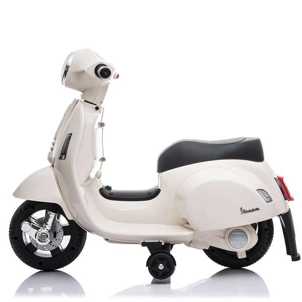 Ociotrends - Moto mini Vespa blanche pour enfants 6V 4AH, avec moteur, son et lumières, age 3 ans, en polypropylène Ociotrends - Moto mini Vespa blanche pour enfants 6V 4AH, avec moteur, son et lumières, age 3 ans, en polypropylène