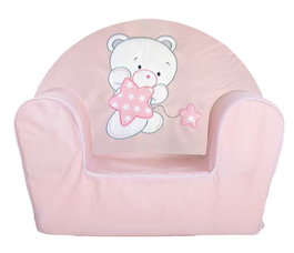 Creaciones Llopis Fauteuil Osito Sweet Rosa - Fauteuil d'enfant en peluche polyester 44x34x53 cm - Sans montage - Version espagnol, portugais, français, italien, anglais