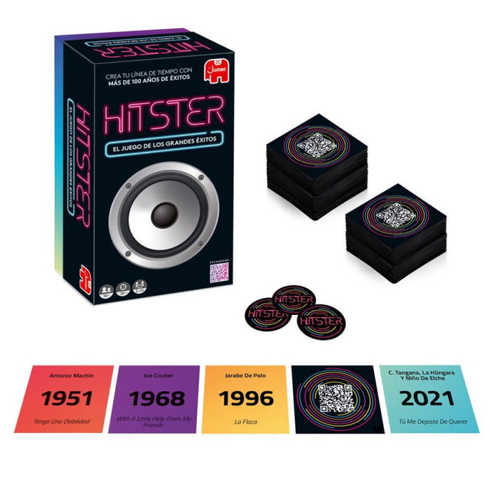 Jumbo Hitster Jeu de Société Musical – 308 cartes avec succès, 2 à 10 joueurs, dès 16 ans, durée 30 min