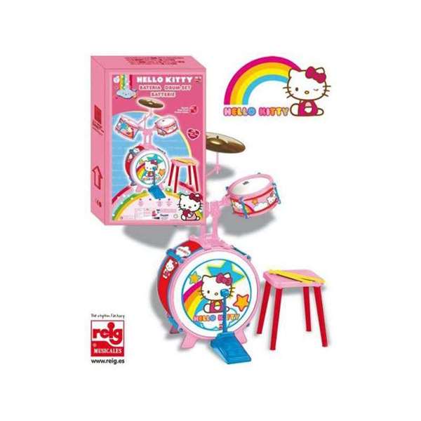 Reig Bateria Hello Kitty 3 éléments avec banquette, batterie jouet pour enfant à partir de 3 ans, en plastique, langue français