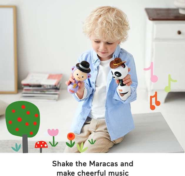 Fisher-Price Maracas pour enfant à partir de 3 ans avec son et lumière, matériau plastique, nécessite 2 piles LR3 incluses