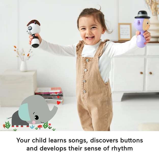 Fisher-Price Maracas pour enfant à partir de 3 ans avec son et lumière, matériau plastique, nécessite 2 piles LR3 incluses