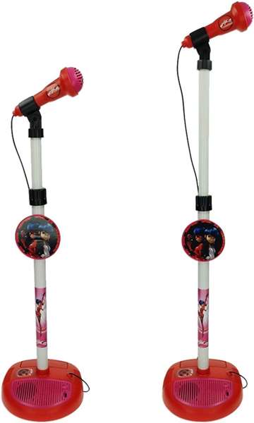 Reig Microphone de pie avec amplificateur et guitare Lady Bug - Micro pour enfant avec pied - Set musical jouet