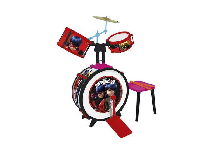 Reig - Batterie d'enfant 3 éléments avec banquette - Jeu de batterie et tabouret en plastique pour enfants à partir de 3 ans