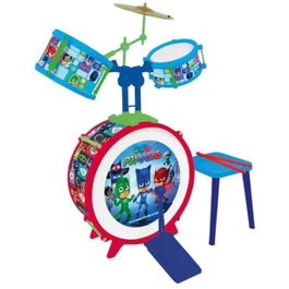 PJ Masks Batterie d'enfant avec tabouret - Jeu d'imitation et de musique pour enfant à partir de 3 ans