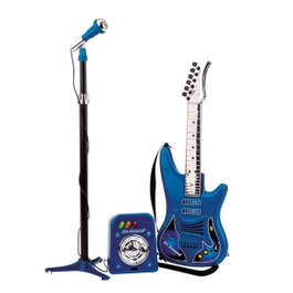 Reig - Set Guitare Électrique, Microphone et Haut-Parleur pour Enfant - Instrument Musical avec Lumières et Sons - Nécessite Piles LR6