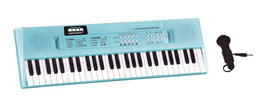 Reig Clavier électronique pour enfant, 54 touches avec microphone et lumières, couleur bleue - 3 ans et plus, alimentation par 3 piles LR6