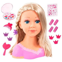 Reig Buste de mannequin Charlene blonde avec coiffure et maquillage, poupée de jeu pour enfant 3 ans et plus