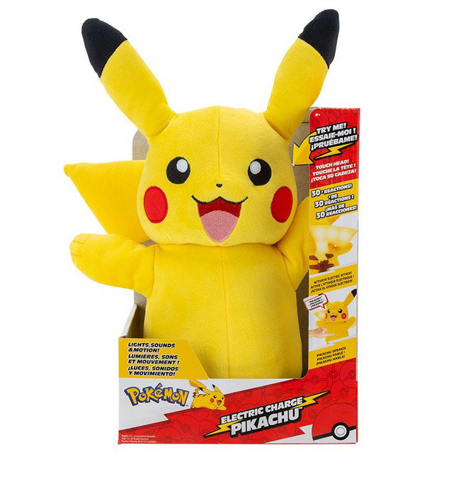 Jazwares Peluche Pokémon Pikachu Électronique 28 cm avec Sons Lumières et Mouvements