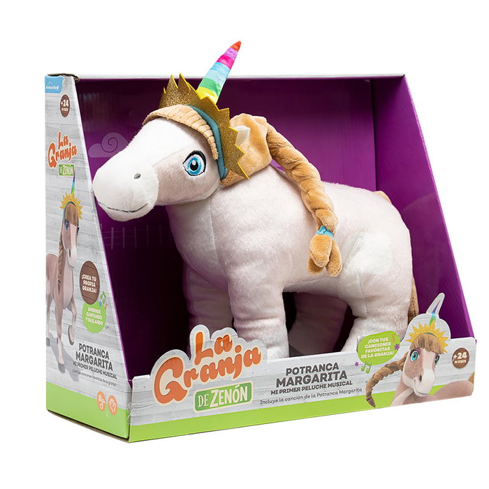 Bandai - Potranca Margarita - Peluche musicale - Personnage de La Granja de Zenón - Version multilingue (français, anglais, espagnol) - Référence AR80008