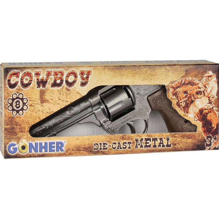 Gonher Revolver Cow-boy Argenté 8 Tirs