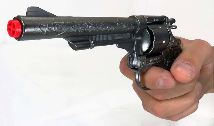 Gonher Revolver 8 Tiros - Pistolet jouet pour enfants à 8 coups, couleur argenté - Dimensions 22x5x3,5 cm
