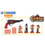 Gonher Pistola Cowboy 8610/0 - Pistolet de cowboy jouet à projectiles souples, 24 balles et 4 personnages cibles inclus