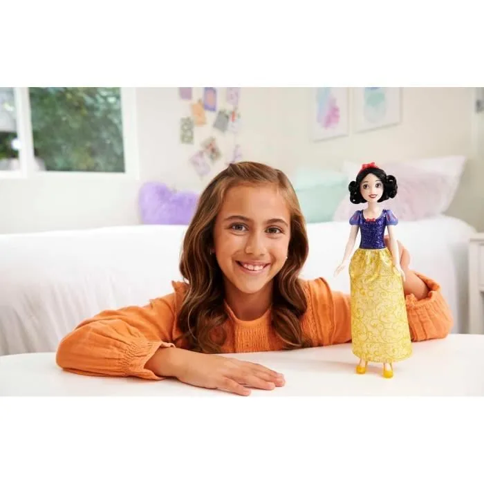 Disney Princess Poupée Blanche-Neige 29 cm HLW08, Tenue Pailletée avec Accessoires, pour Enfant de 3 à 8 ans