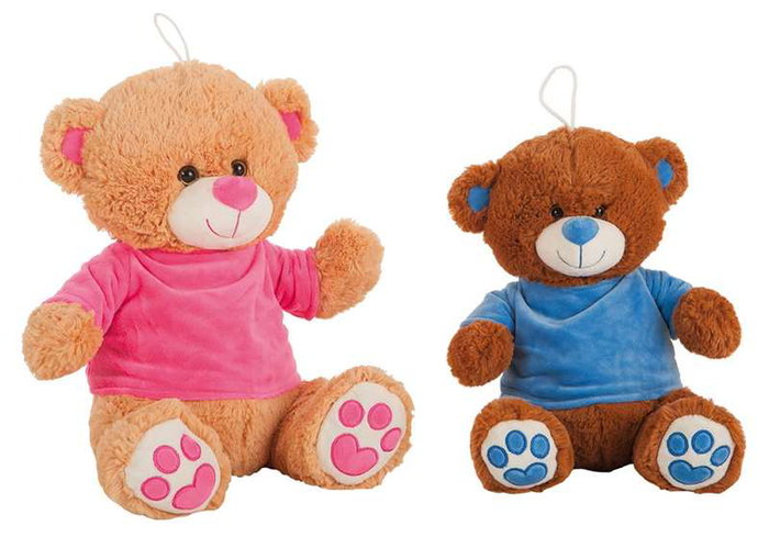 Creaciones Llopis Ours en peluche en velours rose/bleu avec t-shirt assorti - 32 cm - Polyester - Peluche pour enfant Creaciones Llopis Ours en peluche en velours rose/bleu avec t-shirt assorti - 32 cm - Polyester - Peluche pour enfant