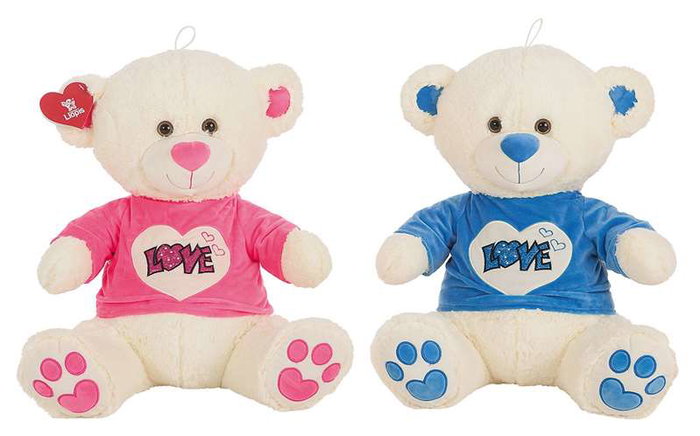 Ours en peluche Love Paillettes Chemisette Beige 90 cm