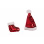 BigBuy Christmas Bonnet de Noël X´Mas avec Sequins Rouge 18 cm
