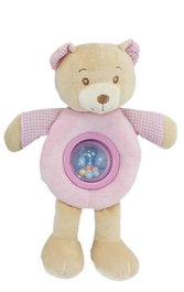 Creaciones Llopis - Hochet peluche Bola Oso Lulu Rose 25 cm, dès 3 ans, en polyester
