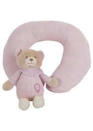 Creaciones Llopis - Coussin 20 cm x 24 cm avec peluche ours Lulu rose 18 cm - Poliéster
