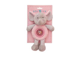 Creaciones Llopis Peluche éléphant rose avec sonnette et boulotte 25 cm